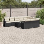 vidaXL Set canapele de grădină cu perne, 11 piese, negru, poliratan vidaXL Set canapele de grădină cu perne, 11 piese, negru, poliratan