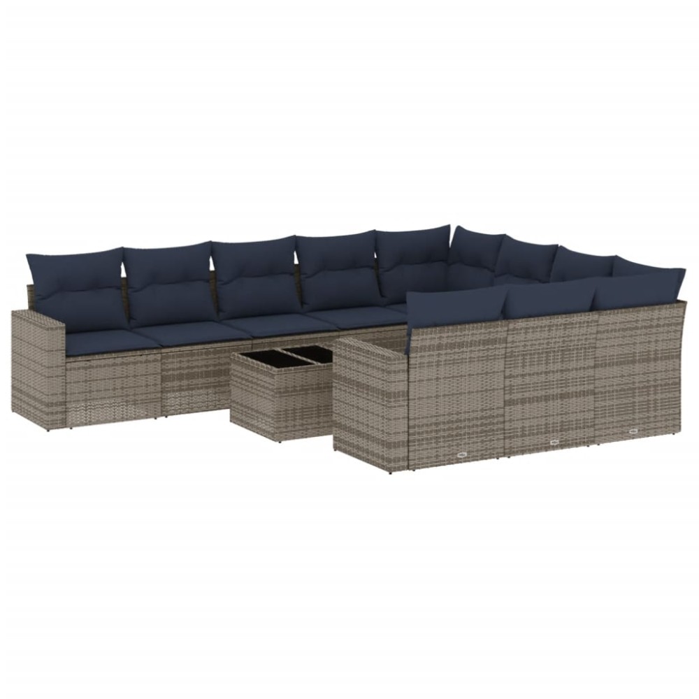 vidaXL Set canapele de grădină cu perne, 11 piese, gri, poliratan