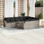 vidaXL Set canapele de grădină cu perne, 11 piese, gri, poliratan vidaXL Set canapele de grădină cu perne, 11 piese, gri, poliratan