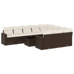 vidaXL Set canapele de grădină cu perne, 11 piese, maro, poliratan