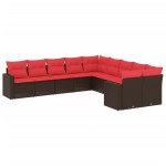 vidaXL Set canapele de grădină cu perne, 10 piese, maro, poliratan