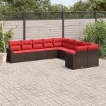 vidaXL Set canapele de grădină cu perne, 10 piese, maro, poliratan