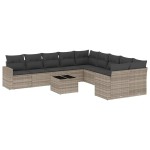 vidaXL Set canapele de grădină cu perne, 11 piese, gri, poliratan vidaXL Set canapele de grădină cu perne, 11 piese, gri, poliratan
