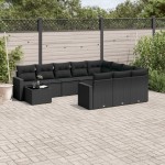 vidaXL Set canapele de grădină cu perne, 11 piese, negru, poliratan vidaXL Set canapele de grădină cu perne, 11 piese, negru, poliratan