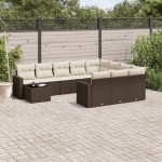 vidaXL Set canapele de grădină cu perne, 11 piese, maro, poliratan vidaXL Set canapele de grădină cu perne, 11 piese, maro, poliratan