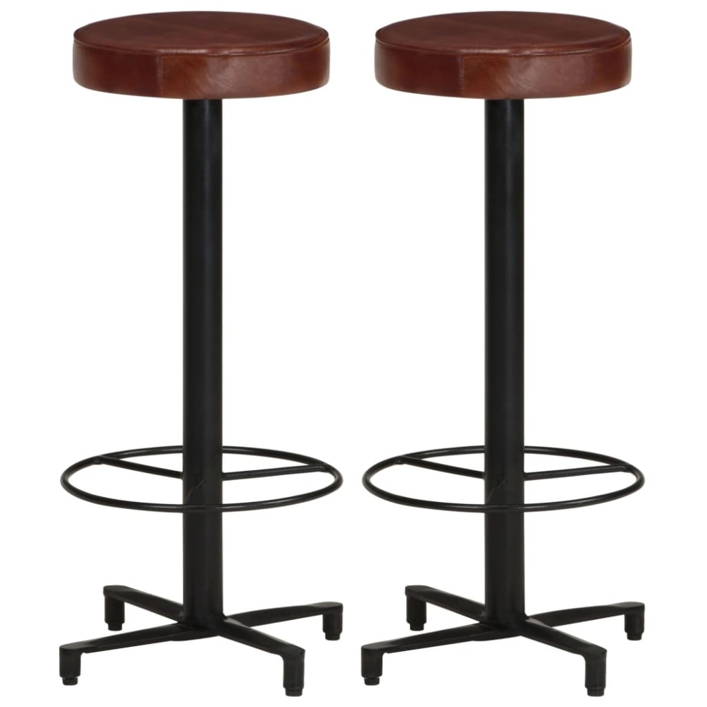 vidaXL Scaune de bar, 2 buc., 76 cm, piele naturală