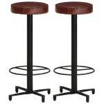 vidaXL Scaune de bar, 2 buc., 76 cm, piele naturală