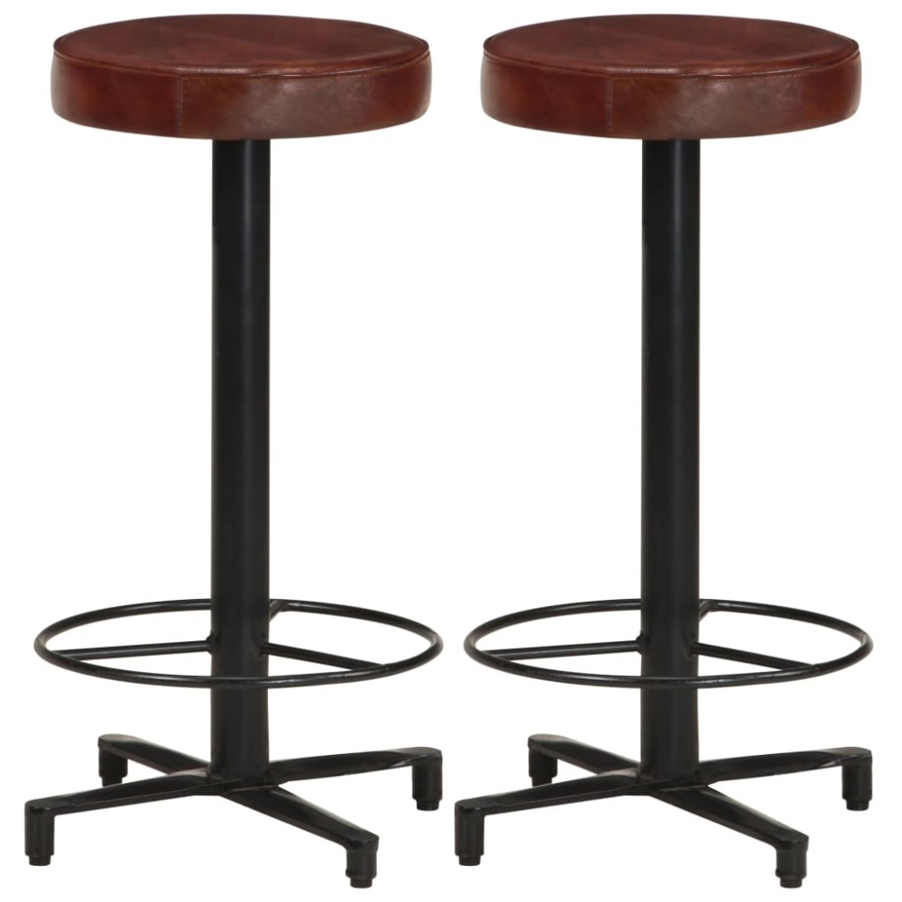 vidaXL Scaune de bar, 2 buc., 66 cm, piele naturală