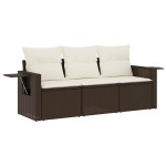 vidaXL Set canapele de grădină cu perne, 3 piese, maro, poliratan vidaXL Set canapele de grădină cu perne, 3 piese, maro, poliratan