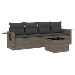vidaXL Set canapea de grădină cu perne, 5 piese, gri, poliratan vidaXL Set canapea de grădină cu perne, 5 piese, gri, poliratan
