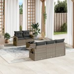 vidaXL Set mobilier grădină cu perne, 6 piese, gri, poliratan vidaXL Set mobilier grădină cu perne, 6 piese, gri, poliratan