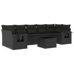 vidaXL Set mobilier de grădină cu perne, 8 piese, negru, poliratan vidaXL Set mobilier de grădină cu perne, 8 piese, negru, poliratan