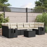 vidaXL Set mobilier de grădină cu perne, 8 piese, negru, poliratan vidaXL Set mobilier de grădină cu perne, 8 piese, negru, poliratan