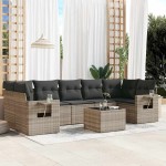 vidaXL Set mobilier de grădină cu perne, 8 piese gri deschis poliratan vidaXL Set mobilier de grădină cu perne, 8 piese gri deschis poliratan