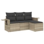 vidaXL Set canapea de grădină cu perne, 4 piese, gri deschis poliratan vidaXL Set canapea de grădină cu perne, 4 piese, gri deschis poliratan