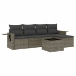 vidaXL Set mobilier grădină cu perne, 6 piese, gri, poliratan