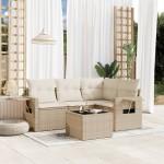 vidaXL Set canapele de grădină cu perne, 5 piese, bej, poliratan vidaXL Set canapele de grădină cu perne, 5 piese, bej, poliratan