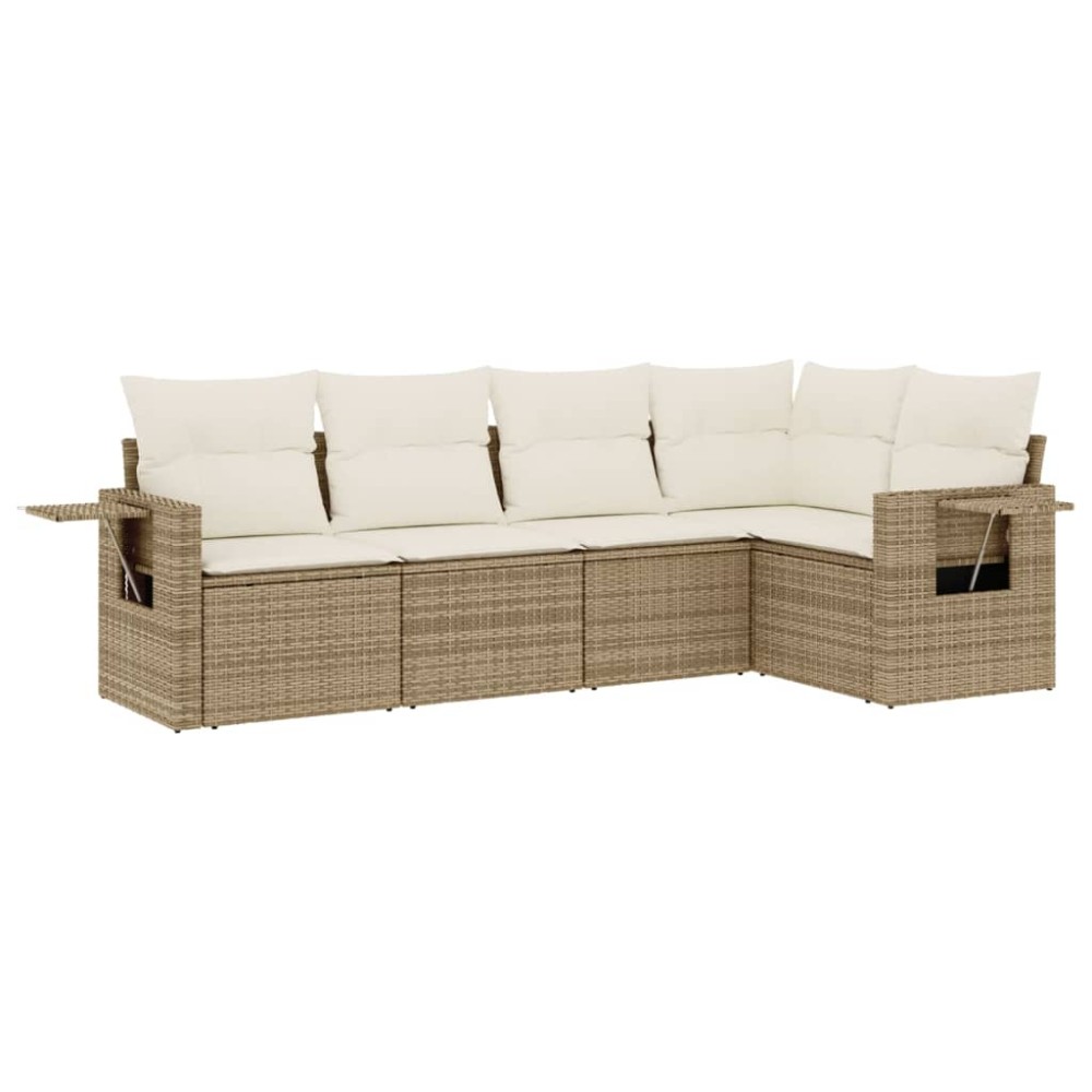 vidaXL Set canapele de grădină cu perne, 5 piese, bej, poliratan