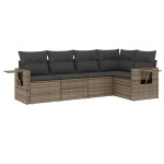 vidaXL Set canapea de grădină cu perne, 5 piese, gri, poliratan vidaXL Set canapea de grădină cu perne, 5 piese, gri, poliratan
