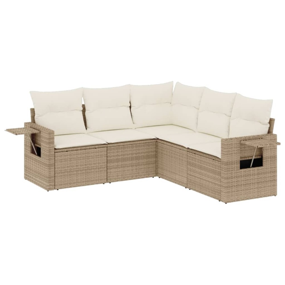 vidaXL Set canapele de grădină cu perne, 5 piese, bej, poliratan