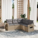 vidaXL Set canapele de grădină cu perne, 5 piese, bej, poliratan vidaXL Set canapele de grădină cu perne, 5 piese, bej, poliratan