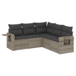 vidaXL Set canapele de grădină cu perne, 5 piese gri deschis poliratan