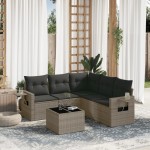 vidaXL Set mobilier grădină cu perne, 6 piese, gri, poliratan vidaXL Set mobilier grădină cu perne, 6 piese, gri, poliratan