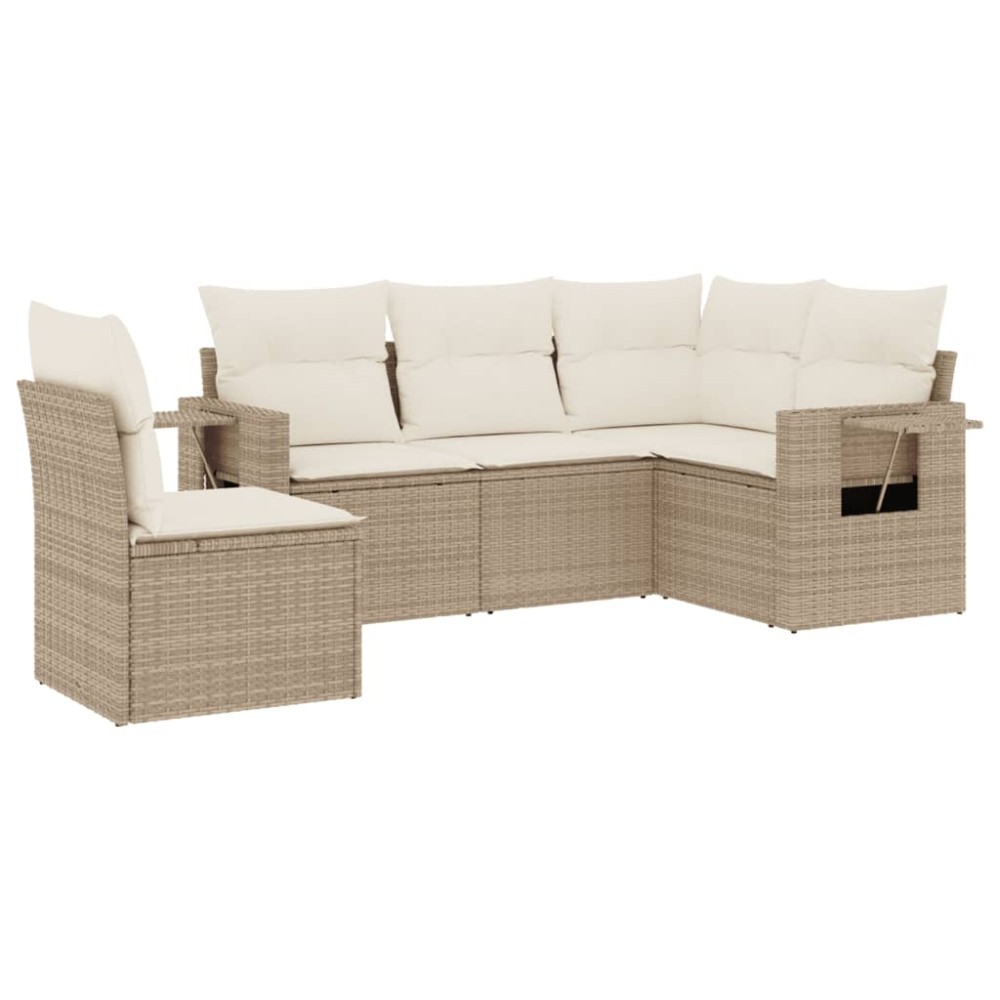 vidaXL Set canapele de grădină cu perne, 5 piese, bej, poliratan