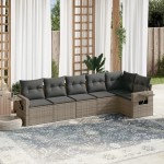 vidaXL Set mobilier grădină cu perne, 6 piese, gri, poliratan vidaXL Set mobilier grădină cu perne, 6 piese, gri, poliratan