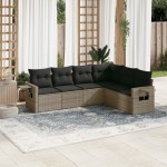 vidaXL Set mobilier grădină cu perne, 6 piese, gri, poliratan vidaXL Set mobilier grădină cu perne, 6 piese, gri, poliratan
