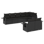 vidaXL Set mobilier de grădină cu perne, 8 piese, negru, poliratan vidaXL Set mobilier de grădină cu perne, 8 piese, negru, poliratan