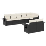 vidaXL Set mobilier de grădină cu perne, 8 piese, negru, poliratan