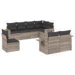 vidaXL Set mobilier de grădină cu perne, 8 piese gri deschis poliratan