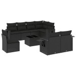 vidaXL Set mobilier de grădină cu perne, 9 piese, negru, poliratan vidaXL Set mobilier de grădină cu perne, 9 piese, negru, poliratan