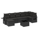 vidaXL Set mobilier de grădină cu perne, 8 piese, negru, poliratan vidaXL Set mobilier de grădină cu perne, 8 piese, negru, poliratan