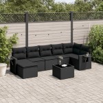 vidaXL Set mobilier de grădină cu perne, 8 piese, negru, poliratan vidaXL Set mobilier de grădină cu perne, 8 piese, negru, poliratan