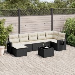 vidaXL Set mobilier de grădină cu perne, 8 piese, negru, poliratan vidaXL Set mobilier de grădină cu perne, 8 piese, negru, poliratan