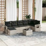 vidaXL Set mobilier de grădină cu perne, 8 piese gri deschis poliratan vidaXL Set mobilier de grădină cu perne, 8 piese gri deschis poliratan