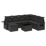 vidaXL Set mobilier de grădină cu perne, 8 piese, negru, poliratan