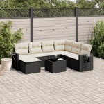 vidaXL Set mobilier de grădină cu perne, 8 piese, negru, poliratan vidaXL Set mobilier de grădină cu perne, 8 piese, negru, poliratan