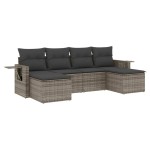 vidaXL Set mobilier grădină cu perne, 6 piese, gri, poliratan vidaXL Set mobilier grădină cu perne, 6 piese, gri, poliratan