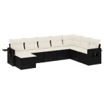 vidaXL Set mobilier de grădină cu perne, 8 piese, negru, poliratan