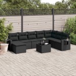 vidaXL Set mobilier de grădină cu perne, 9 piese, negru, poliratan vidaXL Set mobilier de grădină cu perne, 9 piese, negru, poliratan