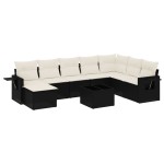vidaXL Set mobilier de grădină cu perne, 9 piese, negru, poliratan
