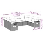 vidaXL Set mobilier de grădină cu perne, 9 piese, negru, poliratan