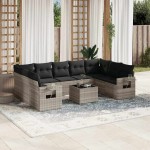 vidaXL Set canapele de grădină cu perne 10 piese gri deschis poliratan vidaXL Set canapele de grădină cu perne 10 piese gri deschis poliratan