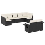 vidaXL Set mobilier de grădină cu perne, 9 piese, negru, poliratan