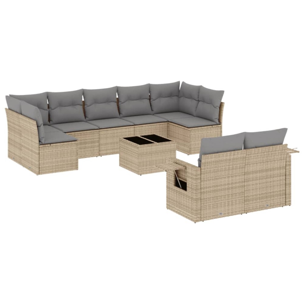 vidaXL Set canapele de grădină cu perne, 10 piese, bej, poliratan