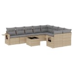vidaXL Set canapele de grădină cu perne, 10 piese, bej, poliratan