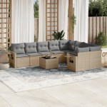 vidaXL Set canapele de grădină cu perne, 10 piese, bej, poliratan